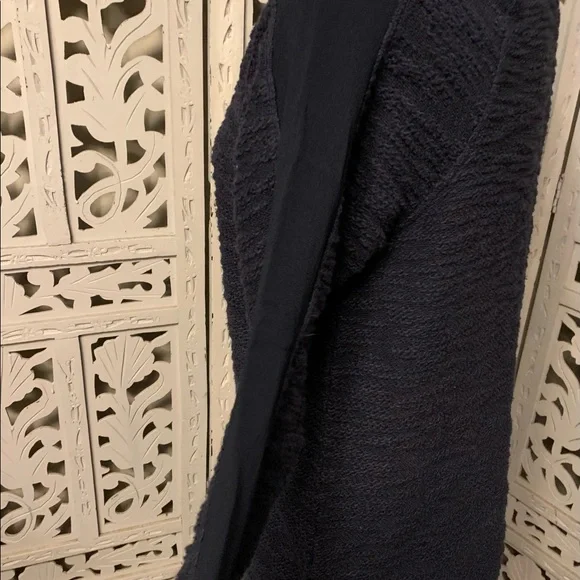 SAKS FIFTH AVENUE DARLING DARK NAVY BLUE TEXTURED LONG SLEEVE SWEATER TOP - Picture 7 of 9